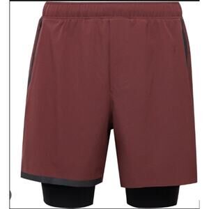 LULULEMON Surge Short Lined Medium 6" Maroon Red Black Reflective Running